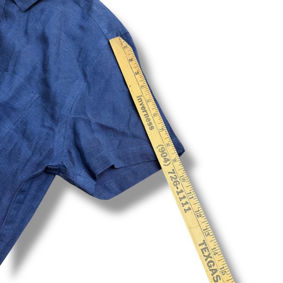 UNTUCKit Mens Medium Blue 100% Linen Short Sleeve Button‎ Up Shirt Cameron - Picture 5 of 9